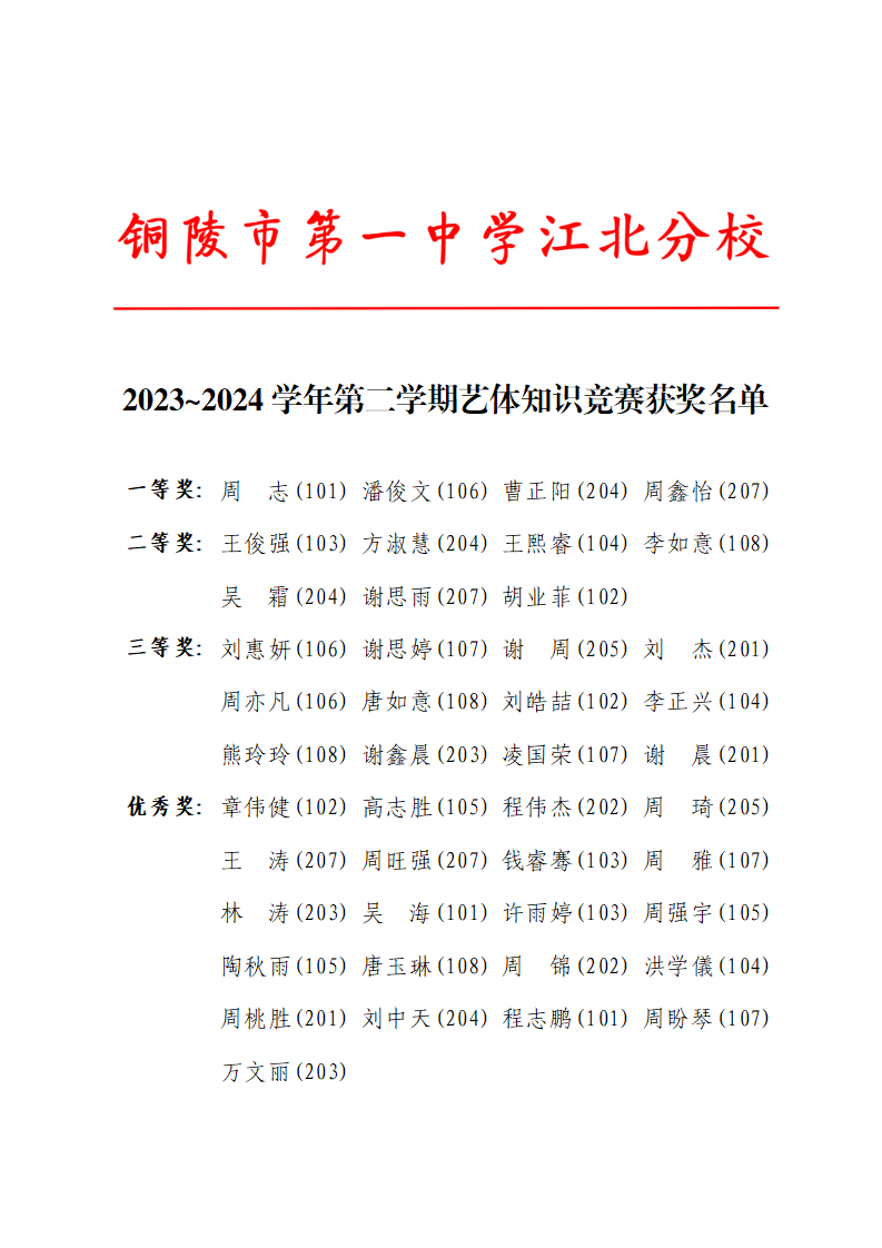 【学科活动】以“体”育人 以“美”育心 市一中江北分校举行艺体知识竞赛